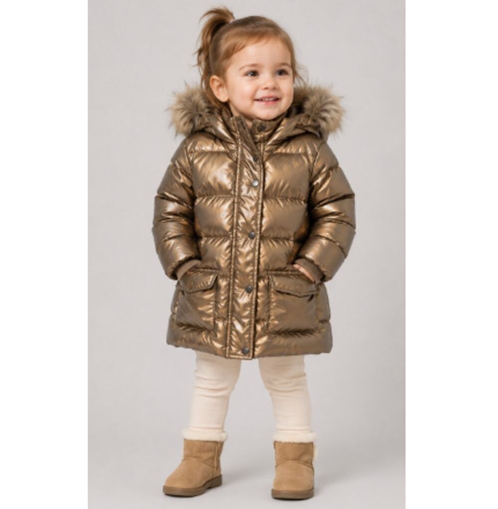 Pink Chicken Girls Beige Front Pocket Paulina Puffer Jacket Size 2Years